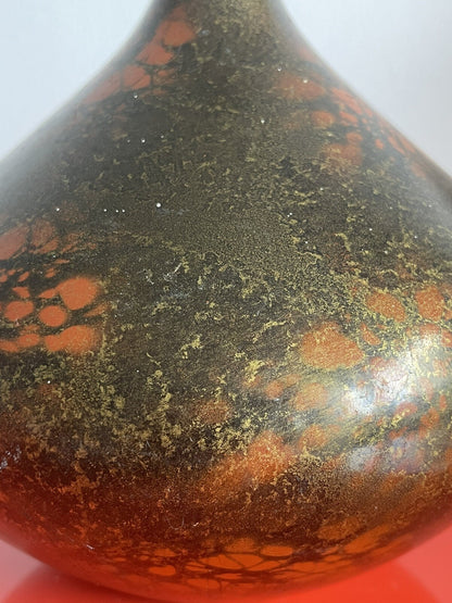 Nippon Craft Marbleized Japanese Enamelware Metalware Vase Murashido Style 8.5”2