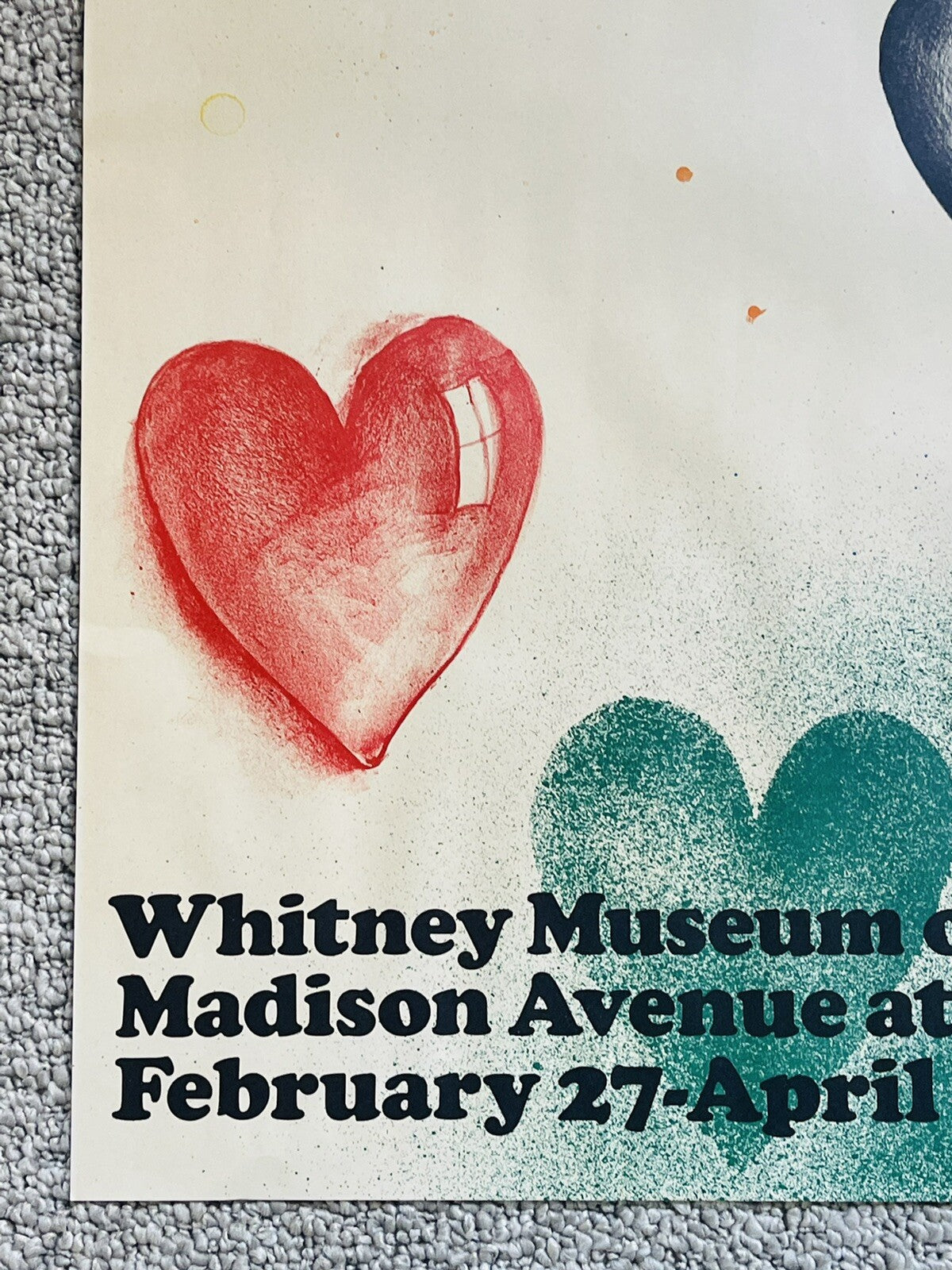 Jim Dine “Six Hearts” Limited Edition Litho Whitney Museum 1970 Pop Art Poster3