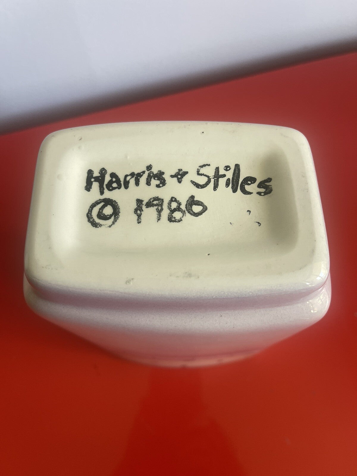 1986 Funky Postmodern HARRIS + STYLES Porcelain Studio Pottery Vase 8” Tall MOD3