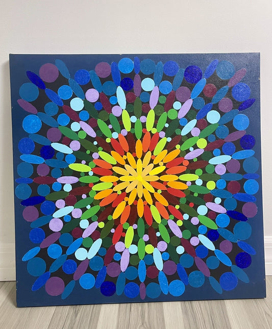 HUGE 30” Sq Op Art Pop Art Abstract Painting On Canvas Signed BRUNDAGE 2009 MOD0