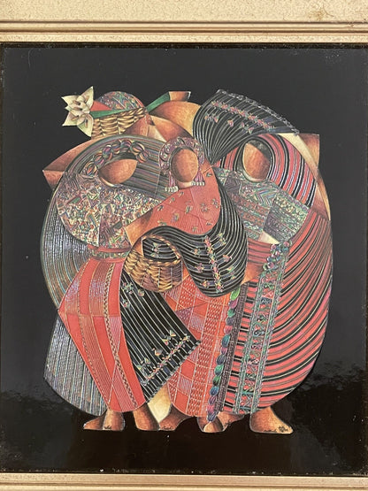 David Ordonez 2005 Textured Embellished Lithograph Guatemala Folk Art w/ COA0