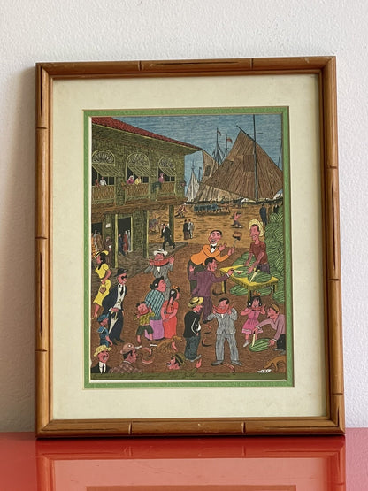 Guayaquil Colombia Seaport Market Scene Fine Art Print Los Gallos De Sandia1