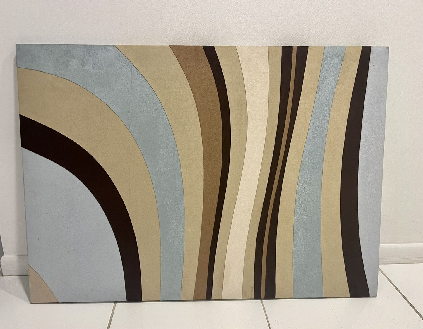 Groovy ULTRASUEDE Pieced Fabric Wall Art Abstract Geometric Graphic 29” x 41”0