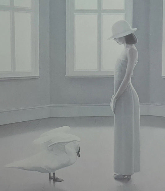 Contemporary Figurative Realist 1979 Matted Print “Mute Swan Song” Neil Moore0