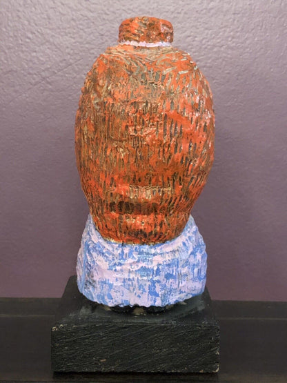 Outsider Art Carved Wood Sculpture UNIQUE Whimsical Bucktooth Caricature 8”4