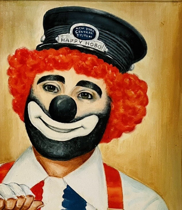 Orig Clown Oil Painting Ken Pederson “Happy Hobo” Alf Maloway Ringling Circus3