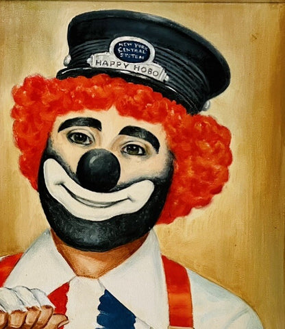 Orig Clown Oil Painting Ken Pederson “Happy Hobo” Alf Maloway Ringling Circus3