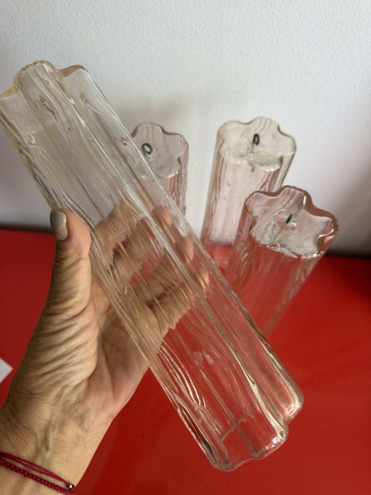 4 Tronchi Murano Glass Replacement Tubes 10” Chandelier Venini Zuccheri Vintage0
