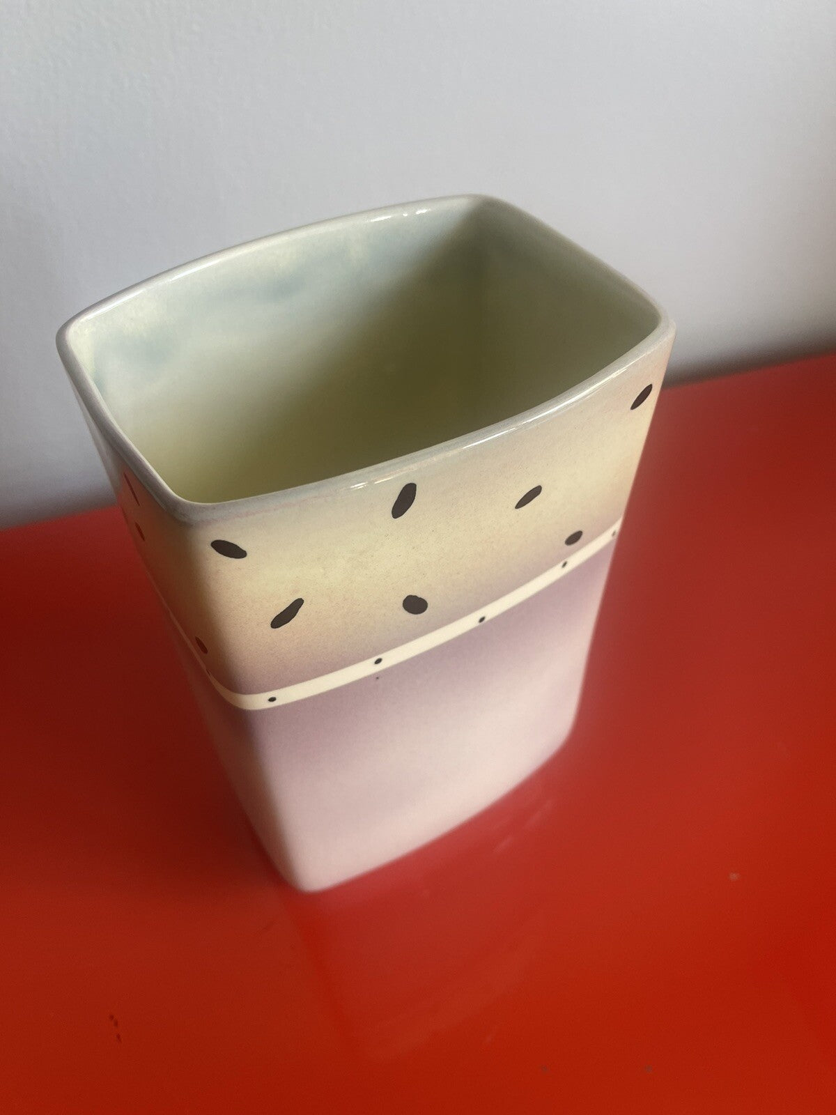 1986 Funky Postmodern HARRIS + STYLES Porcelain Studio Pottery Vase 8” Tall MOD1