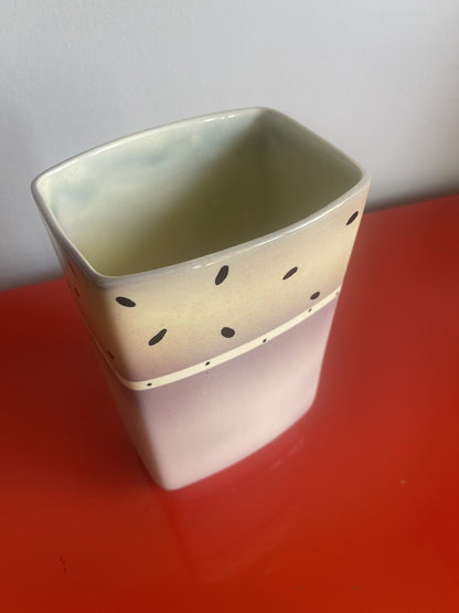 1986 Funky Postmodern HARRIS + STYLES Porcelain Studio Pottery Vase 8” Tall MOD1