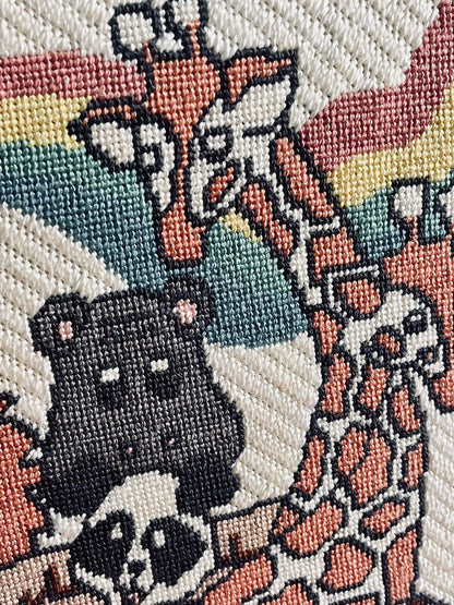Rainbow Animals Needlepoint Crewel Petit Point Kitsch Retro 70s 80s Noah’s Ark2
