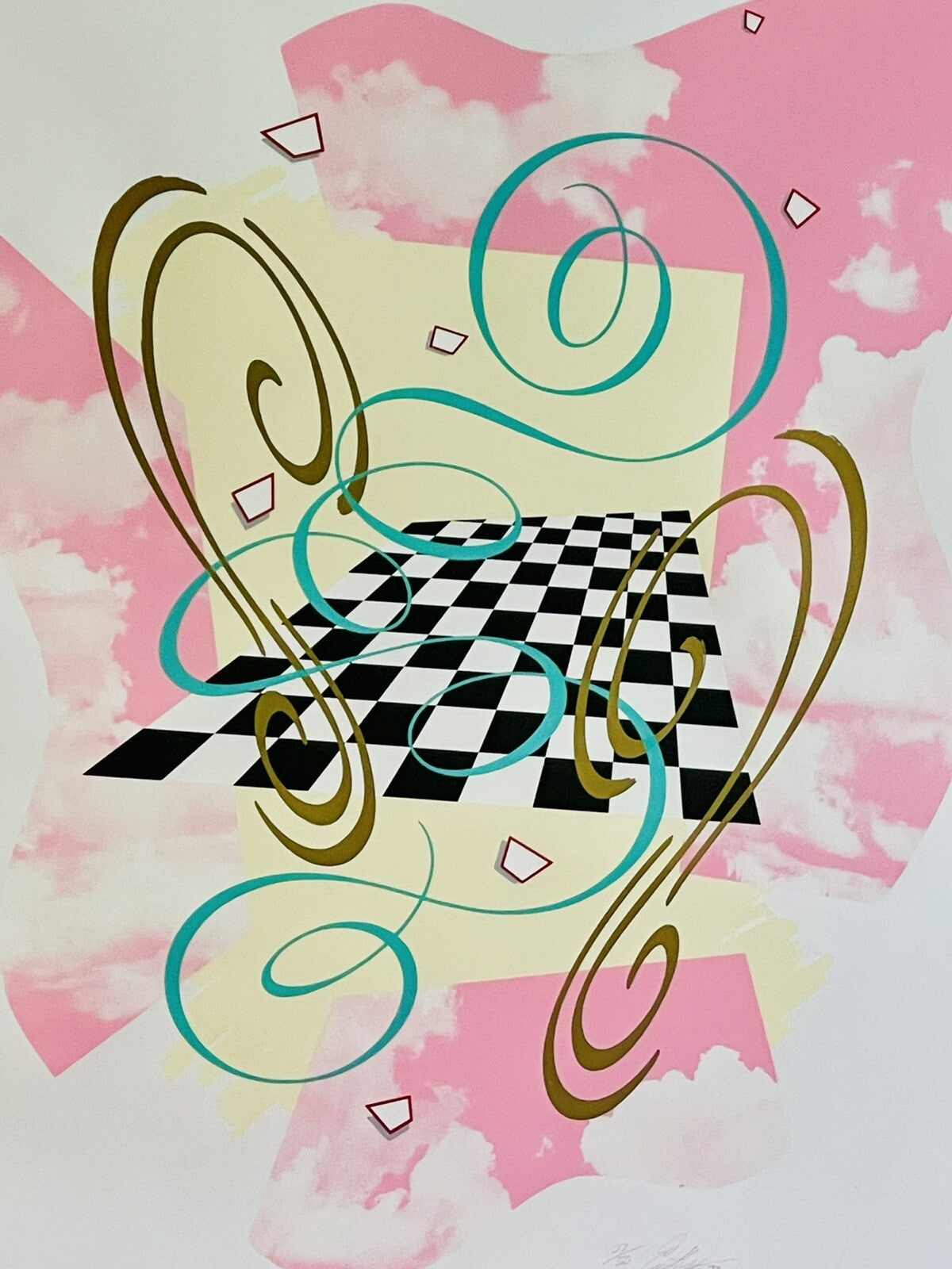POSTMODERN 1983 Fine Art Serigraph Surreal Geometric Abstract Op Art Signed1