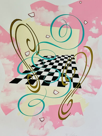 POSTMODERN 1983 Fine Art Serigraph Surreal Geometric Abstract Op Art Signed1