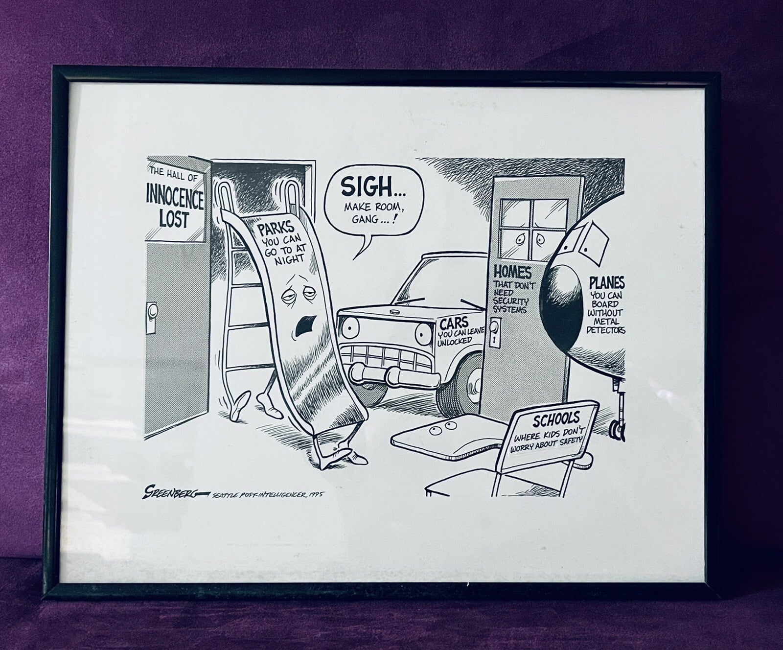 Orig Comic Strip Cartoon Art Seattle Post “Hall of Innocence Lost” ‘95 Greenberg1