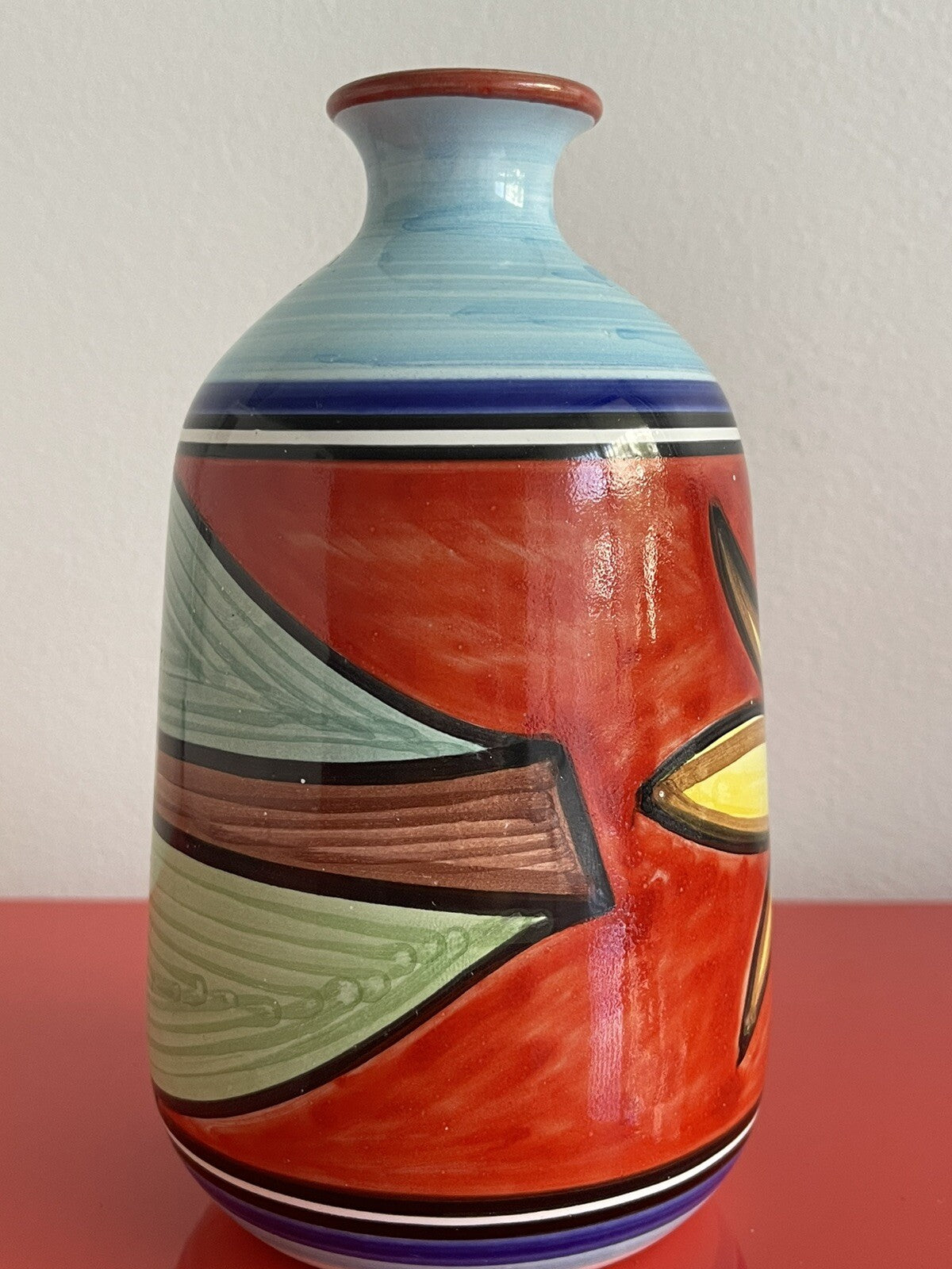 Vietri Desuir Vase Vintage Midcentury MCM Italy 7.5” Retro Hand-painted Pottery2