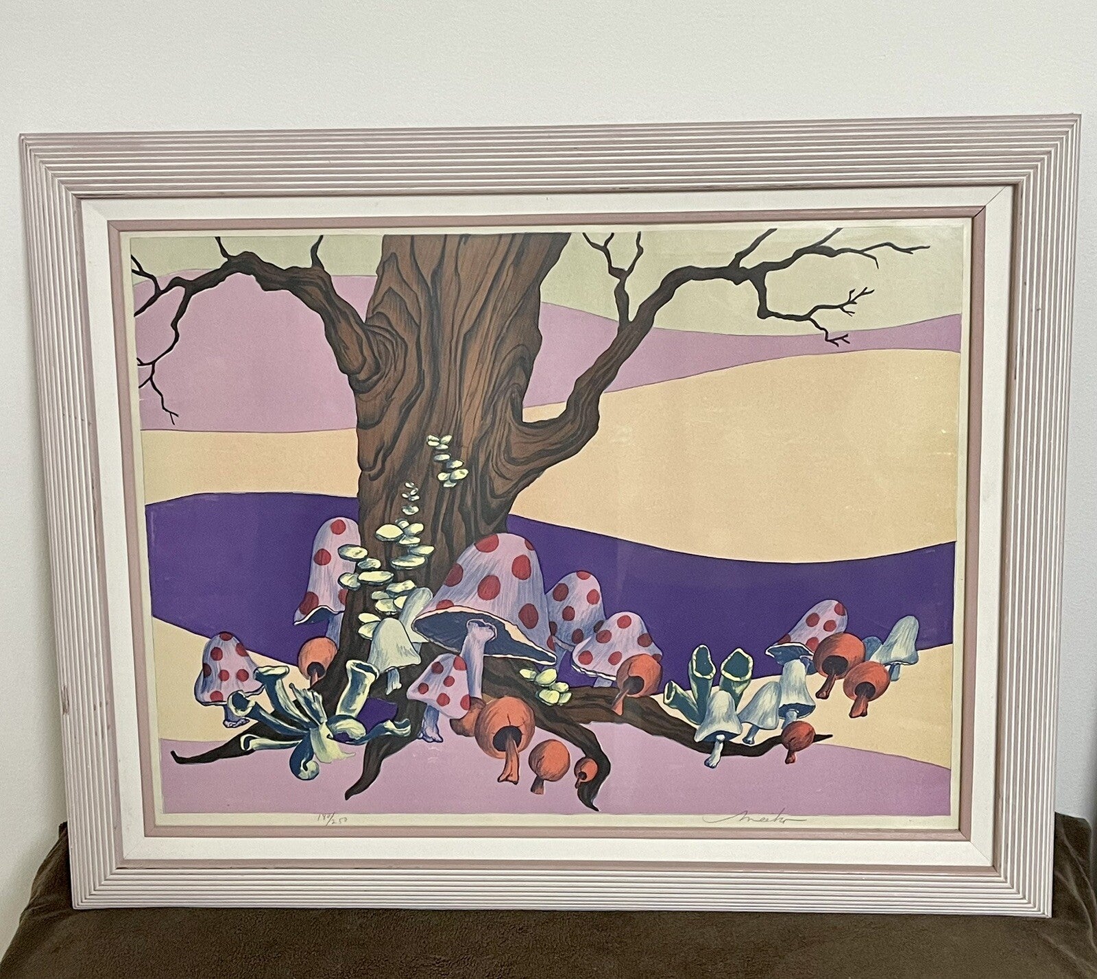 Purple Magic Mushrooms Retro 70s Limited Ed. Fine Art Print Signed Framed Hippie1