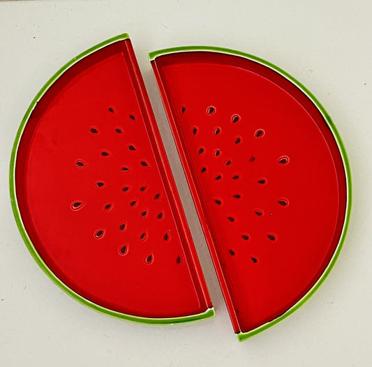 Watermelon Slices Serving Platters Majolica Made in Japan Vintage 80s Fortunoff0
