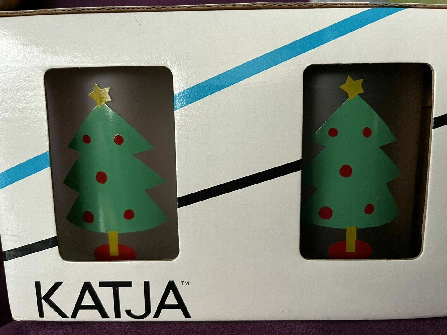 KATJA Christmas Glasses Set Of 4 Retro 80s 90s Graphic Memphis Design Postmodern1