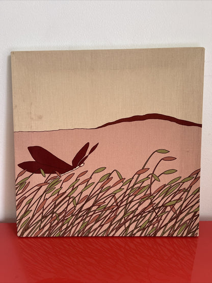 1970s FABRICWERKS Texas Retro Canvas Graphic Art Wall Hanging Pair 16” Square2