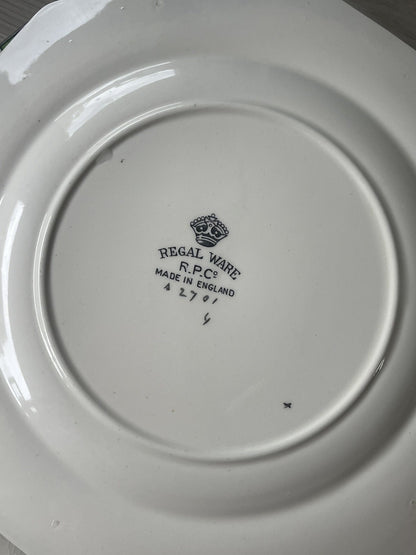 (4) Antique Floral Chintz Octagonal Dessert Plates Regal Ware RPC UK 1930s 1940s2