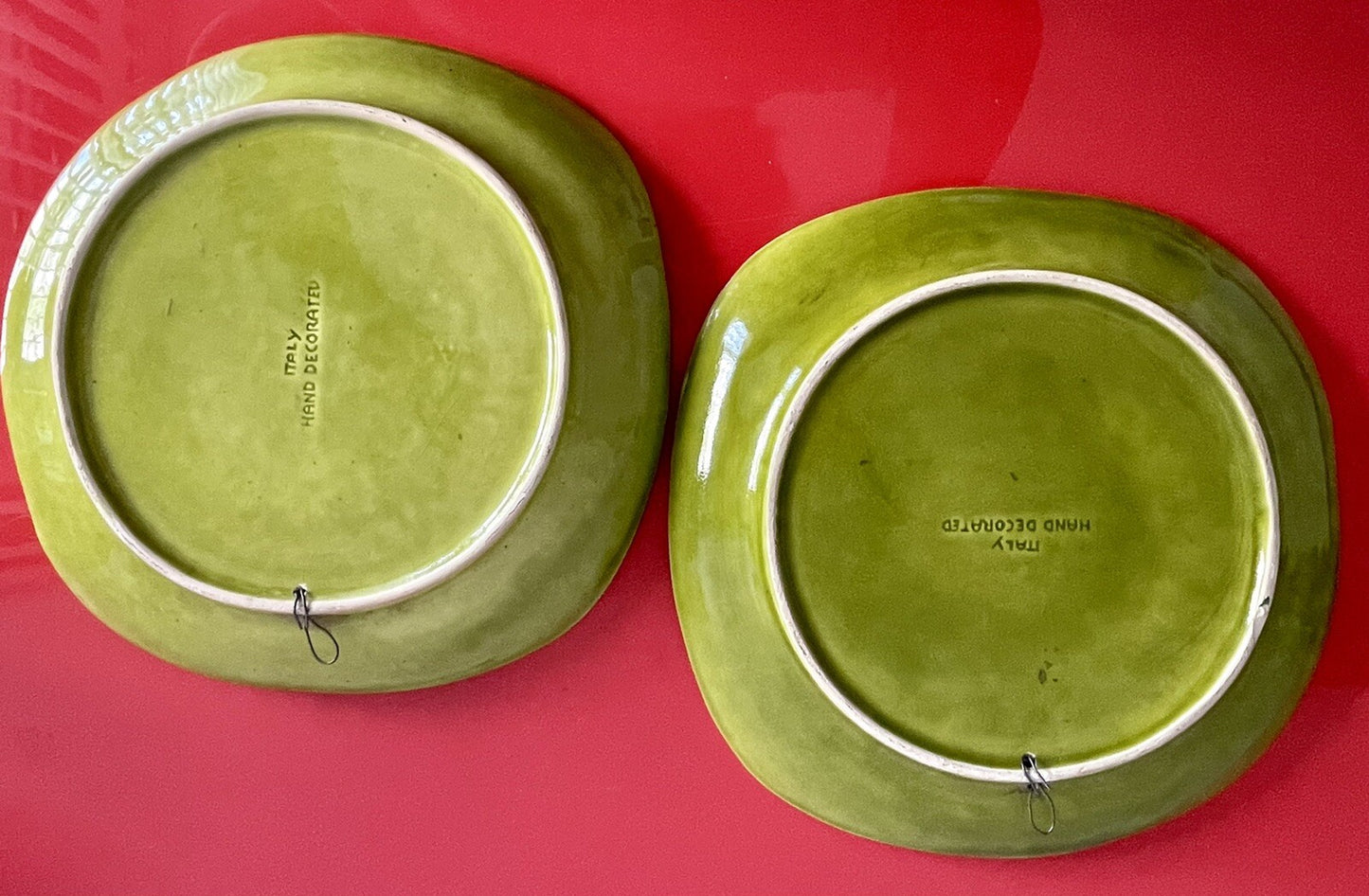 Mod Vintage MCM 1960s Hand Painted Ceramic Landscape Display Plates ITALY Kitsch3