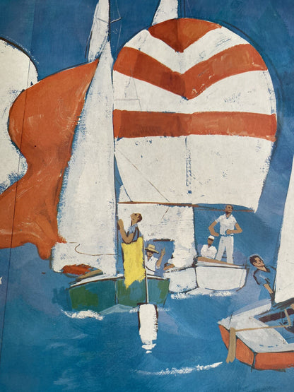 Sailing Boating Advertising Art Retro Vintage Mod 1960s Gatefold Print 17” x 11”1