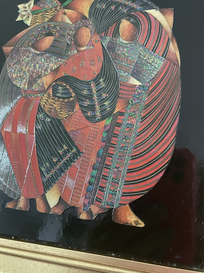 David Ordonez 2005 Textured Embellished Lithograph Guatemala Folk Art w/ COA2