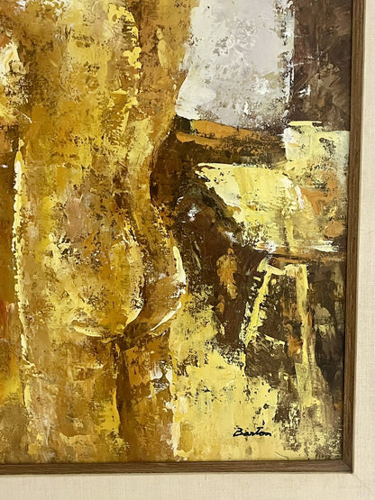Original Impressionist Art Impasto Painting Nude Woman in a Mirror Signed Barton1