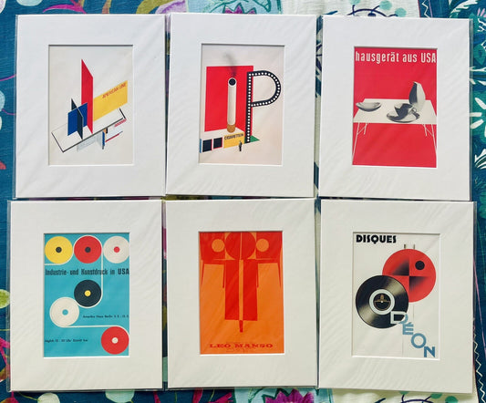 Bauhaus Art Deco Mini Print Collection (6) 8” x 10” Postmodern Memphis Design0