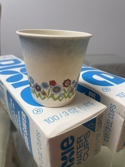 Vintage 70s 80s Dixie 3oz Bathroom Refill Cups Retro Floral Pattern 100 Count x21