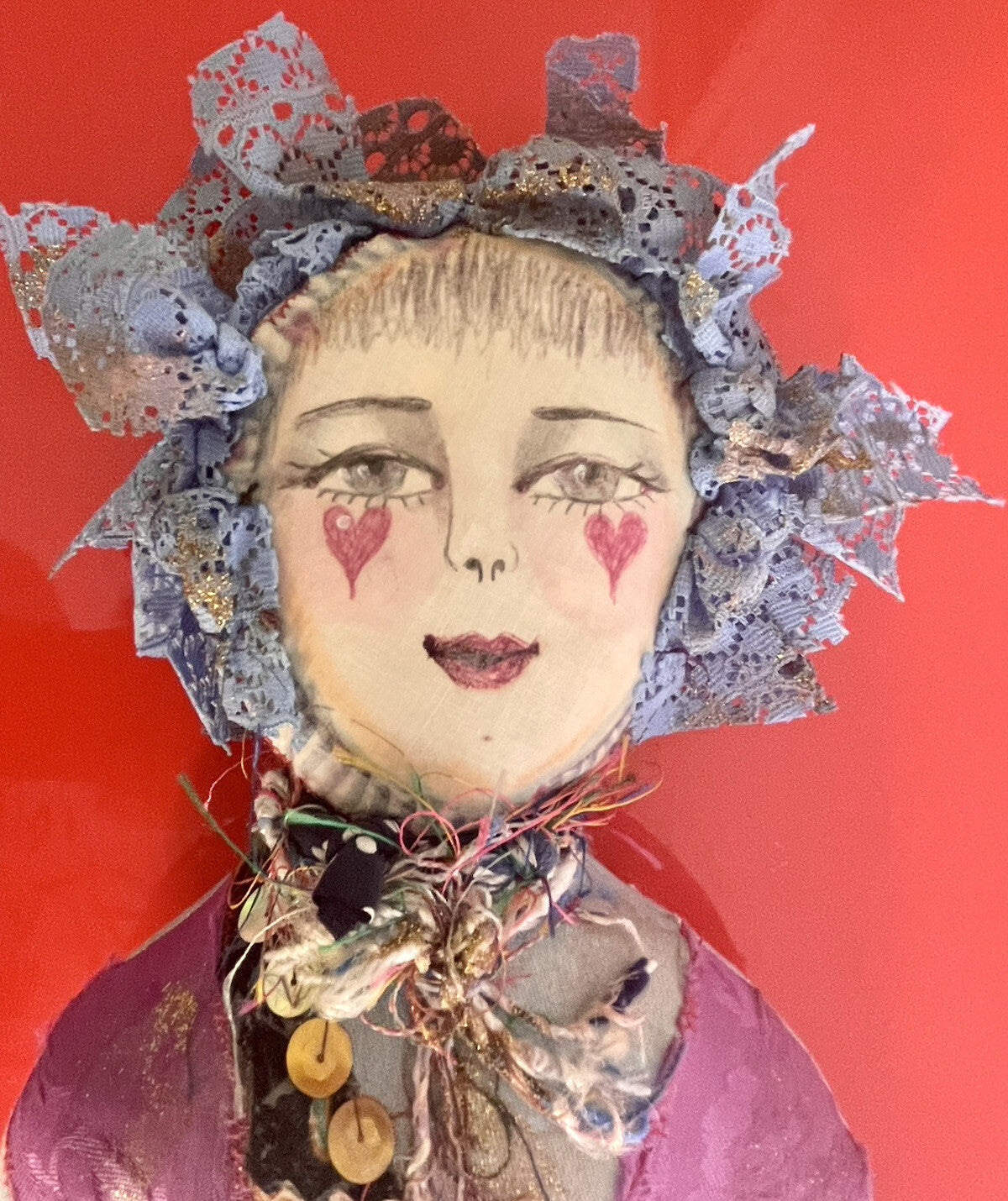 Unique 21” Fabric Doll Hard Cloth Body Hand-painted Artisan Contemporary Art2