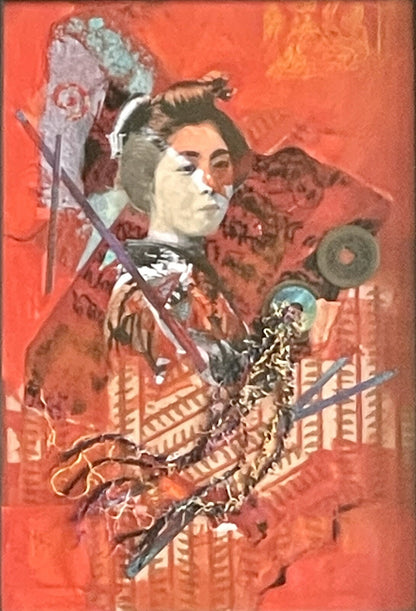 Orig Mixed Media “Eye Of The Tiger” Robin Moore Contemporary Art Female Samurai0
