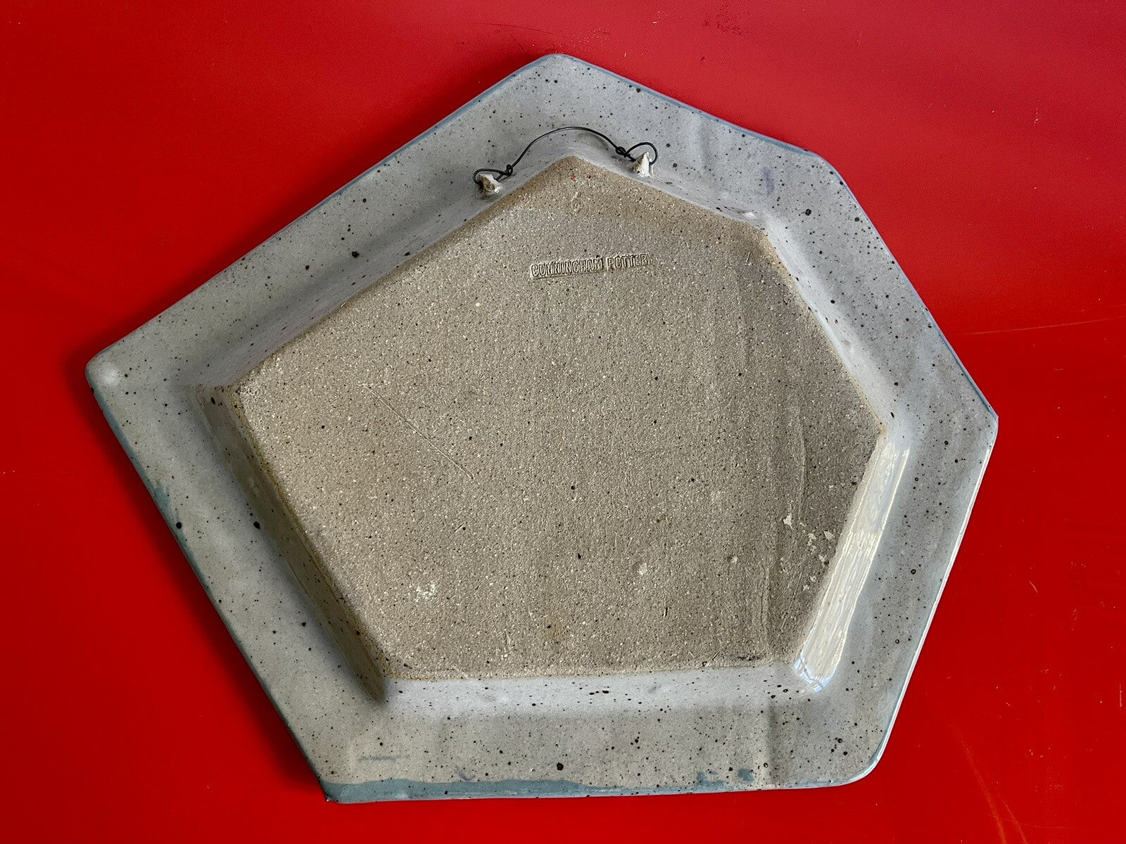 Cunningham Pottery Retro Studio Pop Art Ceramic Plate 80s Era Funky Wall Decor2