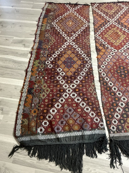 Antique Turkish Kilim Rugs 30” x 90” (x2) Hand Knotted Wool Rustic Boho Decor2
