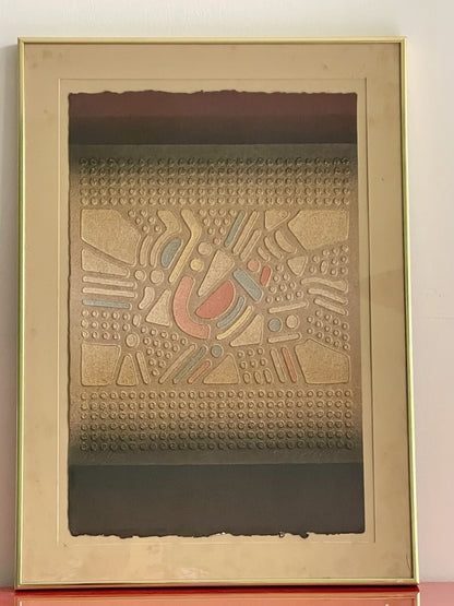 Paul Maxwell (1925-2015) Geometric Abstract Mixed Media Pochoir Print Op Art COA0