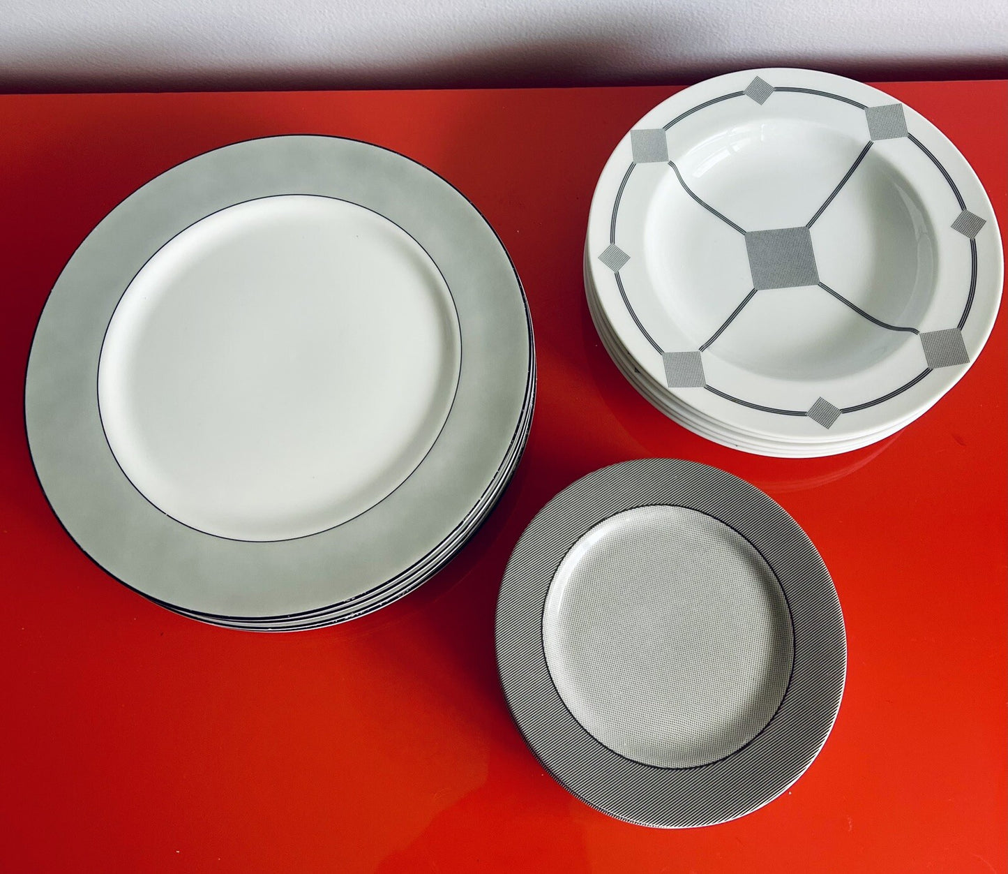 TAITU “Computer” 1987 Mixed Lot 16 Pc Emilio Bergamin Dinnerware Porcelain Italy0
