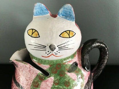 Mod Cat Ceramic Pitcher Handpainted MCM Italy 1960s 1970s Raymor Bitossi Vibes1