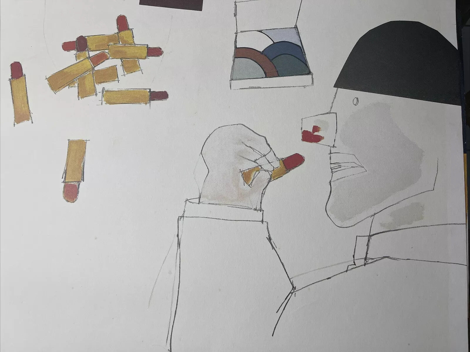 RARE Emilio Tadini 1988 Pop Art 27 x 37 Lithographic Promo Print Memphis Milano2