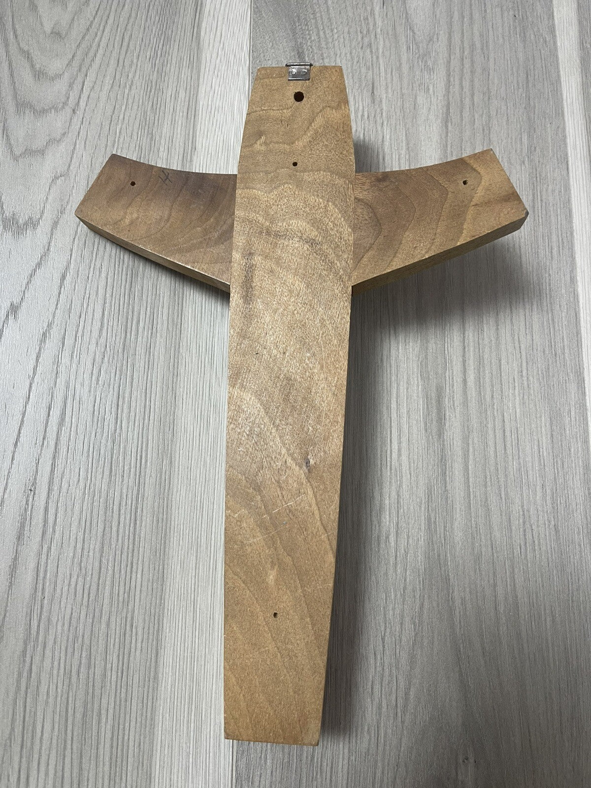 Modernist Bronze Brass & Wood Wall Cross Crucifix 12” MCM Retro Vintage Style3