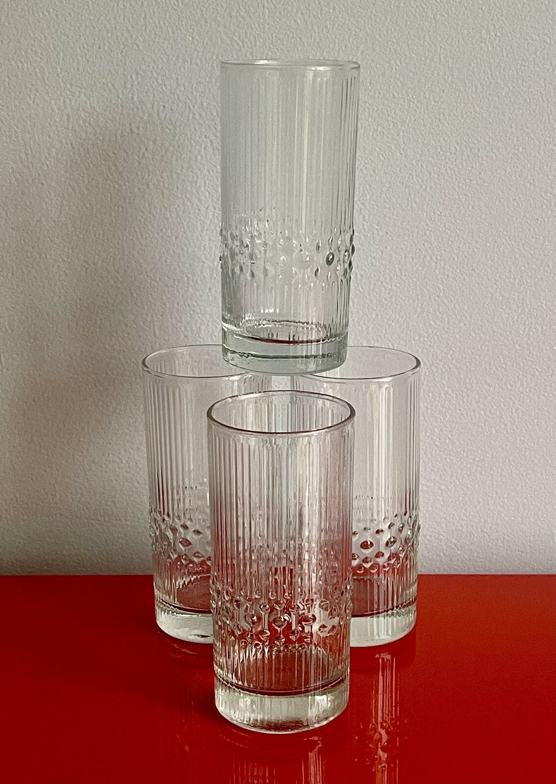 (4) Vintage Durobor Alaska 6” Textured Cocktail Bar Glasses Made In Belgium EUC1