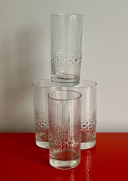 (4) Vintage Durobor Alaska 6” Textured Cocktail Bar Glasses Made In Belgium EUC1