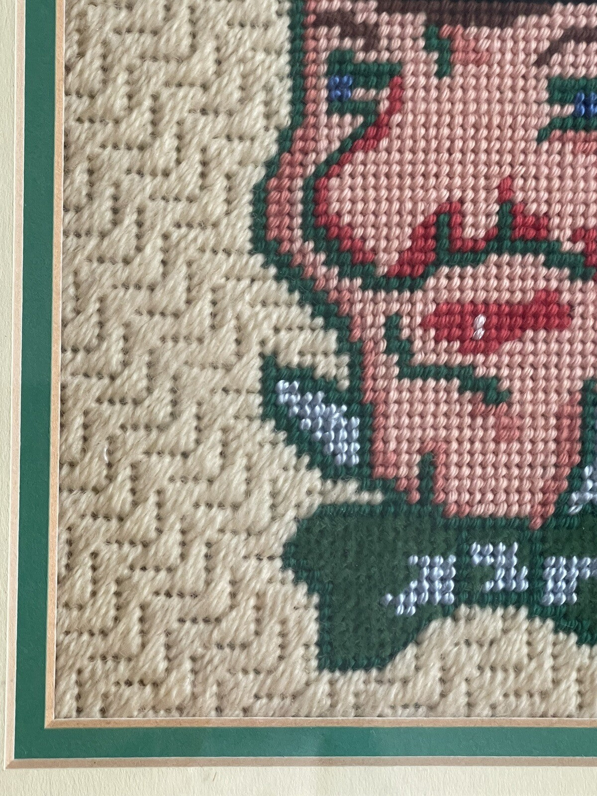 Weird Vintage Leprechaun Needlepoint Bargello Retro Art 14” x 17” Framed2