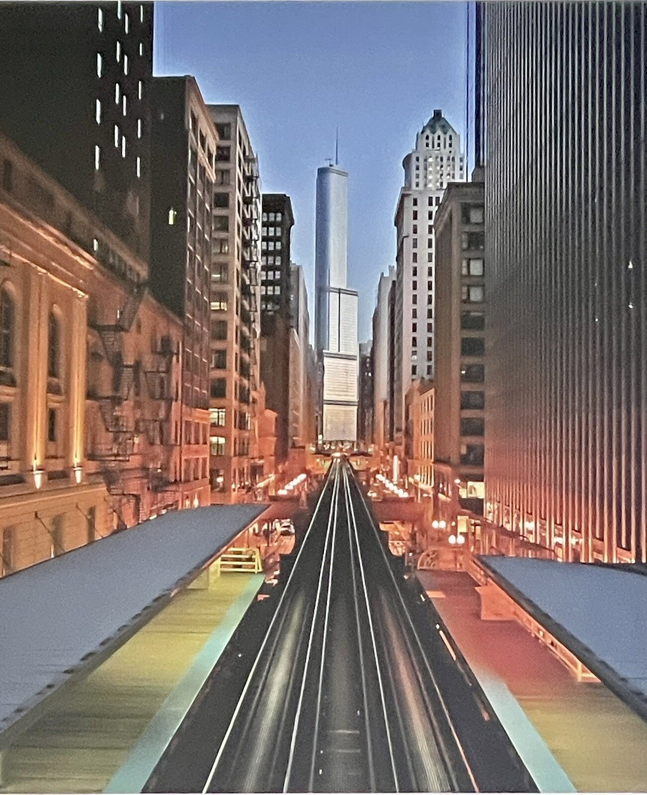 Orig Fine Art Photograph CHICAGO EL STREETSCAPE Photojournalism Framed 36” x 27”2