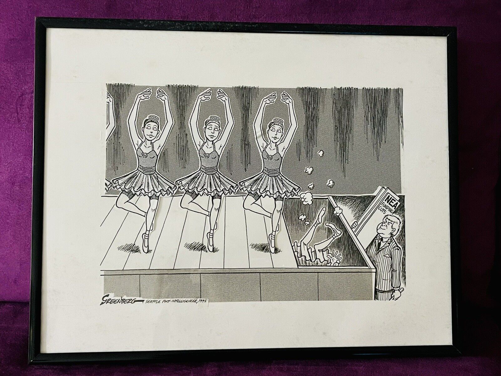 Orig Political Comic Strip Cartoon Art Seattle Post NEA Cuts ‘95 Steve Greenberg1