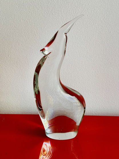 Modernist Crystal Gazelle Deco MCM Midcentury Art Glass 10.5” Tall EUC Heavy!1