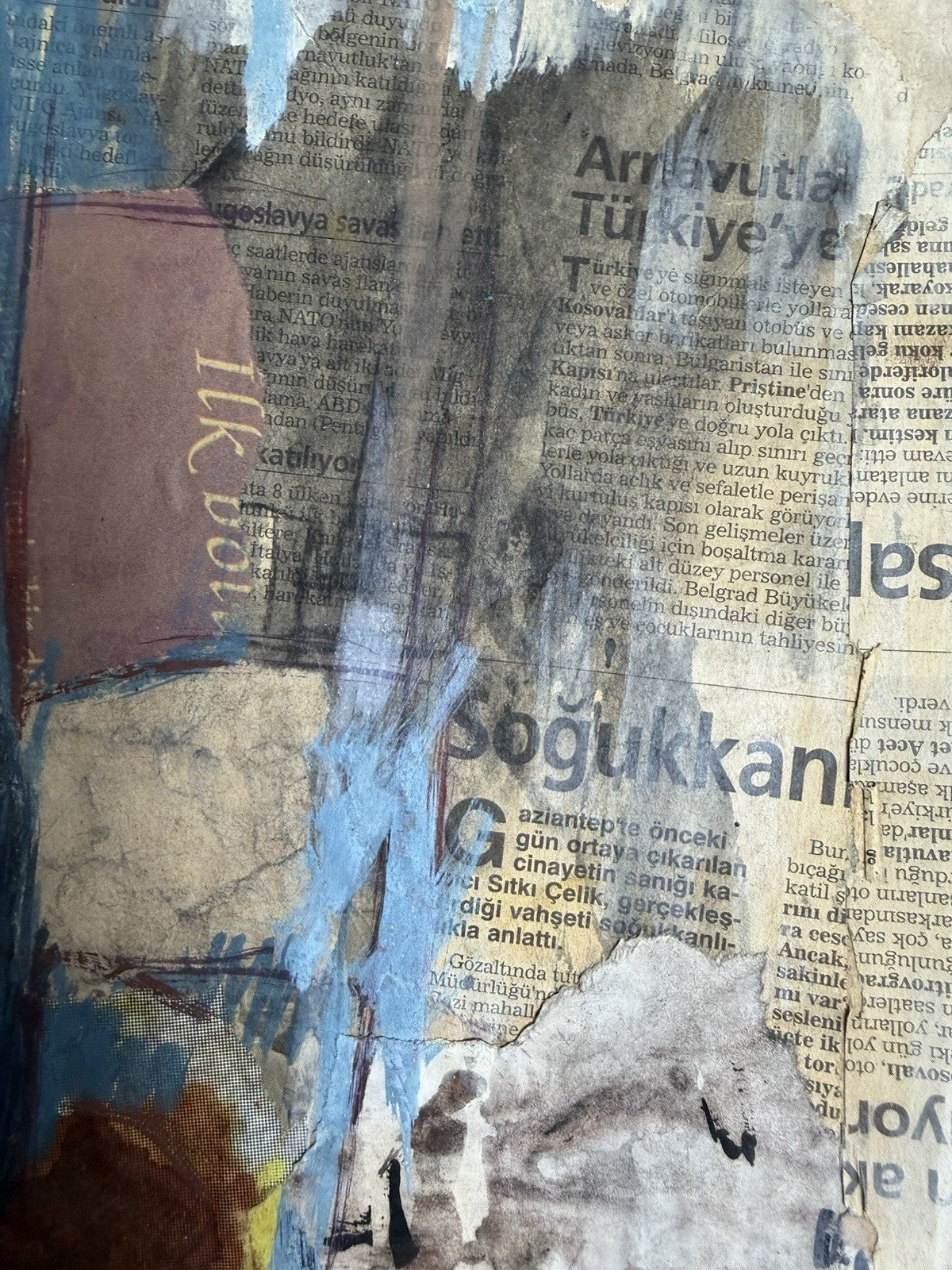 Signed 2001 Turkish Fine Art Multimedia Collage 27” x 38” Türkiye Ready To Frame6