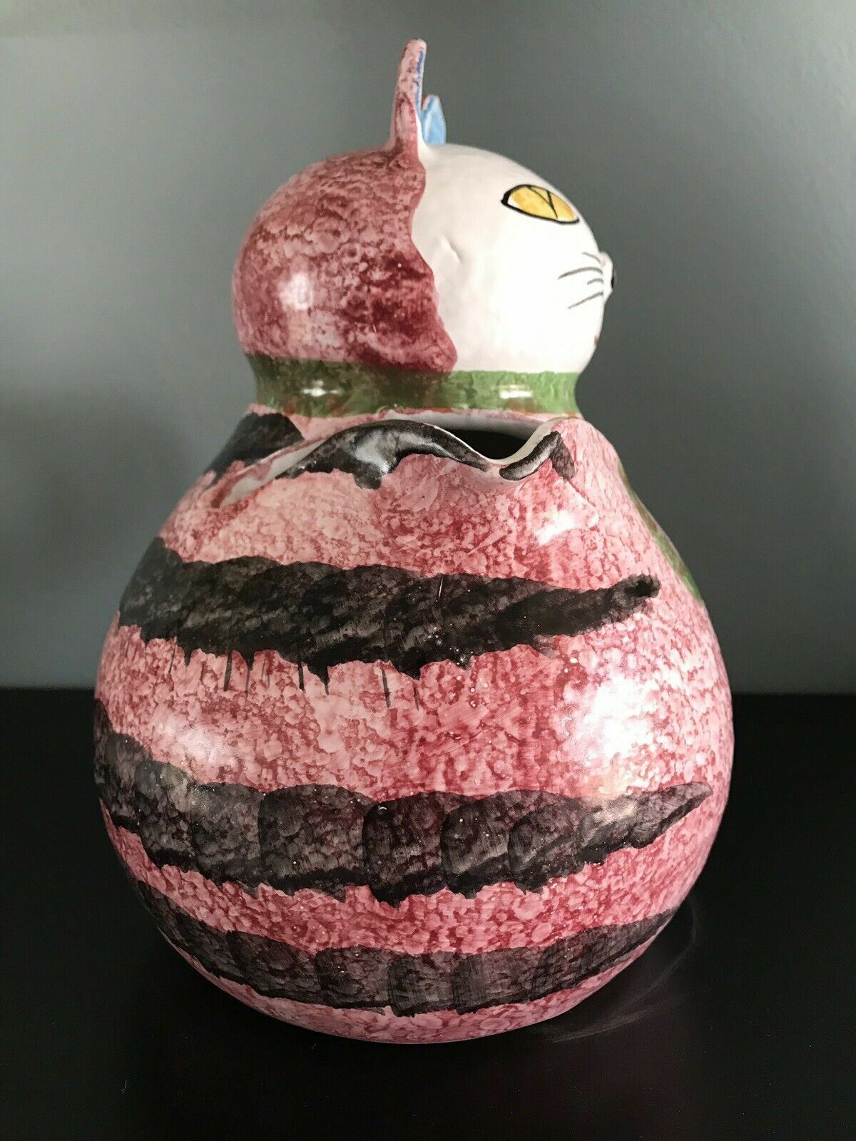 Mod Cat Ceramic Pitcher Handpainted MCM Italy 1960s 1970s Raymor Bitossi Vibes6