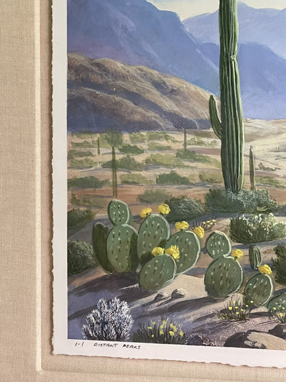 “Distant Peaks” R. DYER Desert Mountain Cactus CALIFORNIA Fine Art Monoprint3