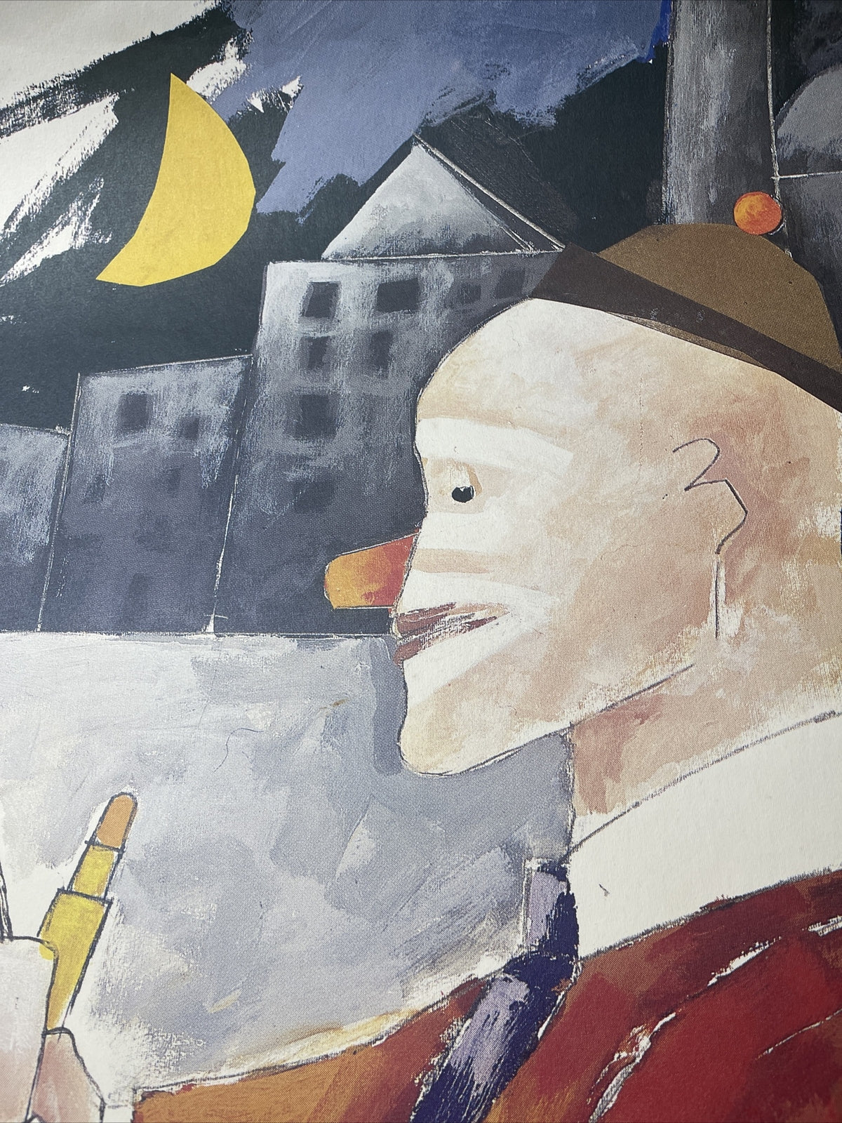 RARE Emilio Tadini 1988 Lithographic Pop Art 27 x 38 Promo Print Memphis Milano0