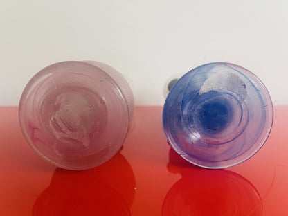 Vintage Italian Art Glass Etruscan Style Candlestick Pair MCM Hand Blown Scavo2